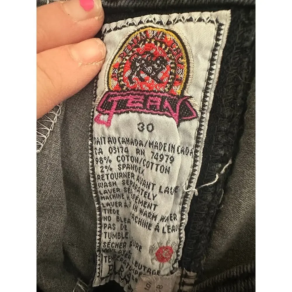 Vintage Y2K PARASUCO Skinny Jeans Black Stretch Denim Womens Size 30 Streetwear